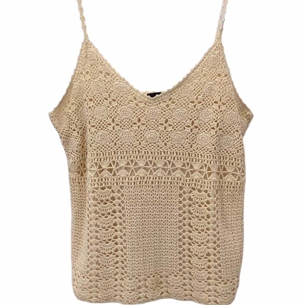 $3/20 J.CREW  CROCHETED OFF-WHITE SLEEVELESS TANK TOP L